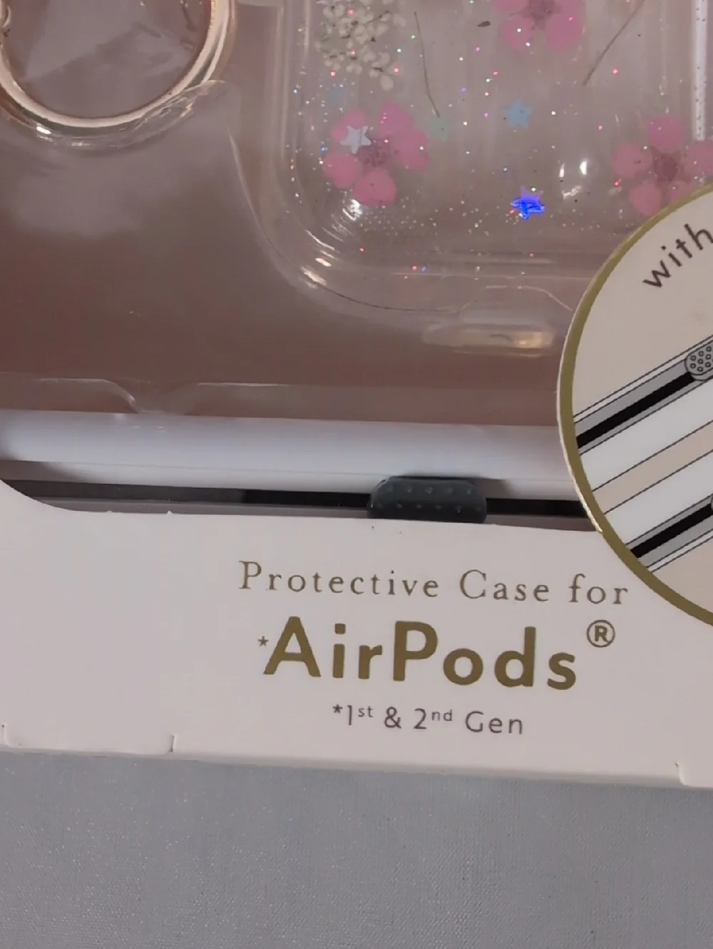 Pink Sky Protective Case for AirPods 1st & 2nd Gen Clear with Pink Flowers